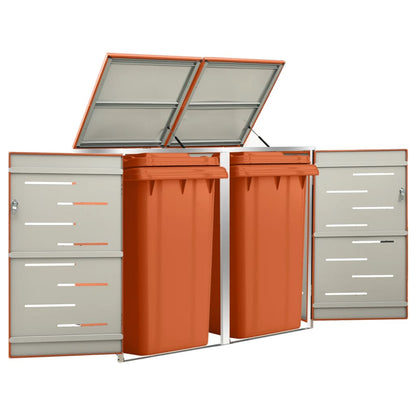 Copribidone Per Spazzatura Triplo 207X77,5X112,5Cm Acciaio Inox