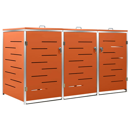 Copribidone Per Spazzatura Triplo 207X77,5X112,5Cm Acciaio Inox