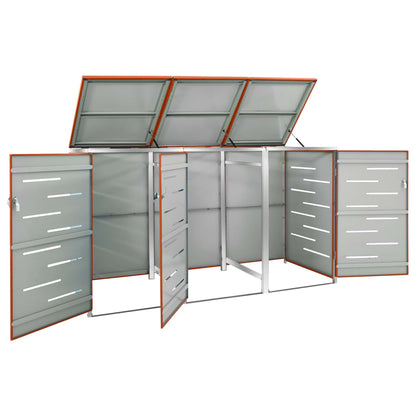 Copribidone Per Spazzatura Triplo 207X77,5X112,5Cm Acciaio Inox