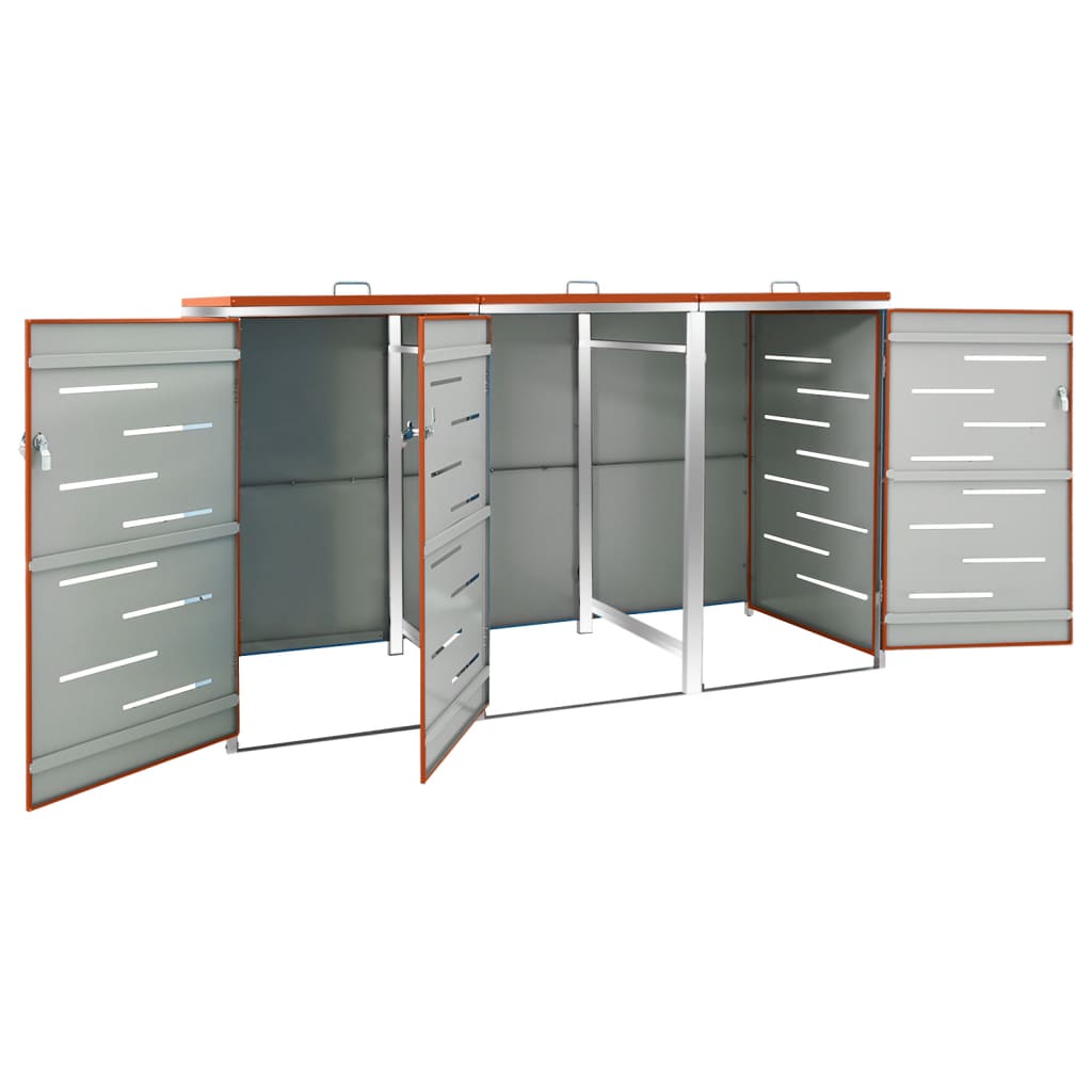 Copribidone Per Spazzatura Triplo 207X77,5X112,5Cm Acciaio Inox