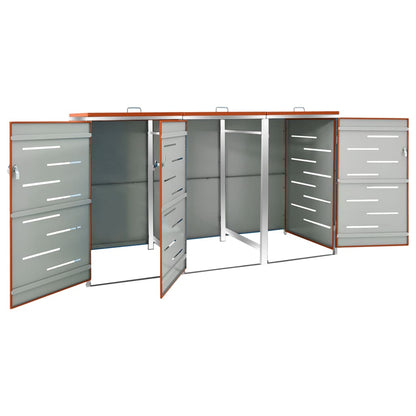 Copribidone Per Spazzatura Triplo 207X77,5X112,5Cm Acciaio Inox