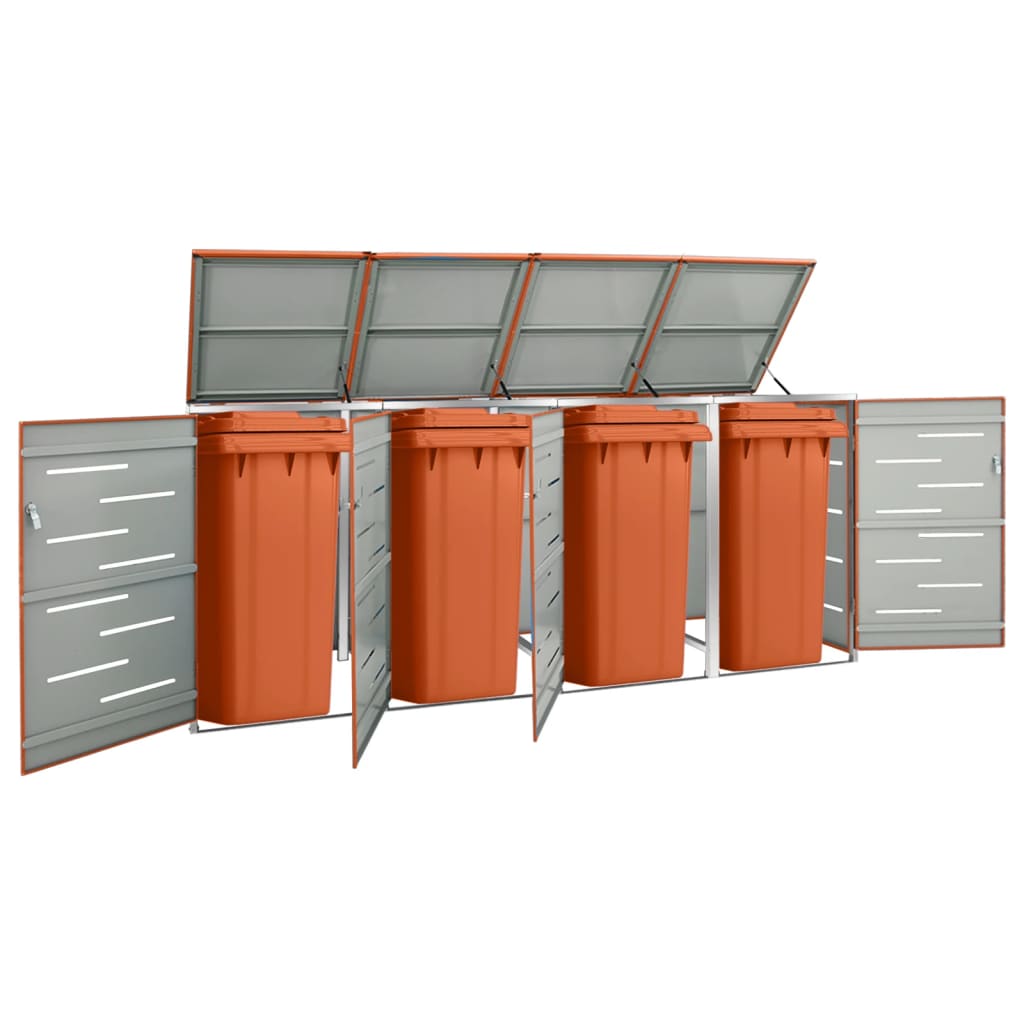 Copribidone Per Spazzatura Triplo 207X77,5X112,5Cm Acciaio Inox