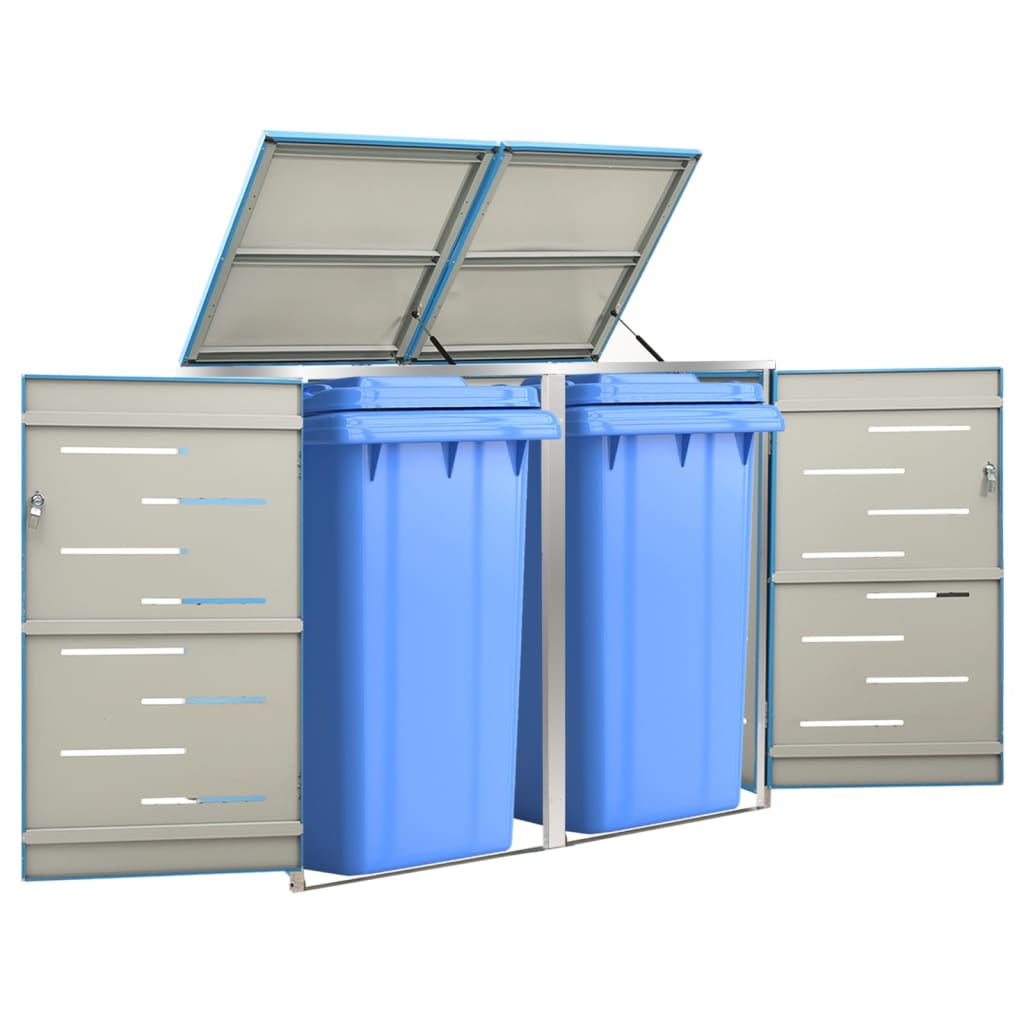 Copribidone Per Spazzatura Triplo 207X77,5X112,5Cm Acciaio Inox