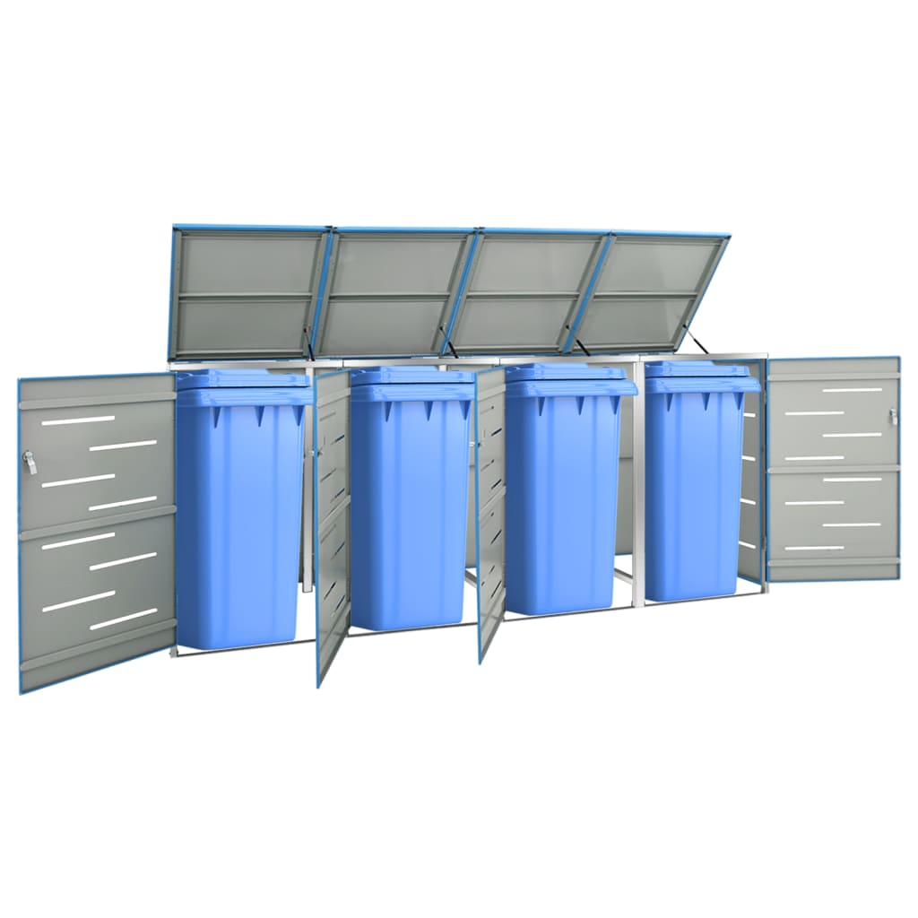 Copribidone Per Spazzatura Triplo 207X77,5X112,5Cm Acciaio Inox