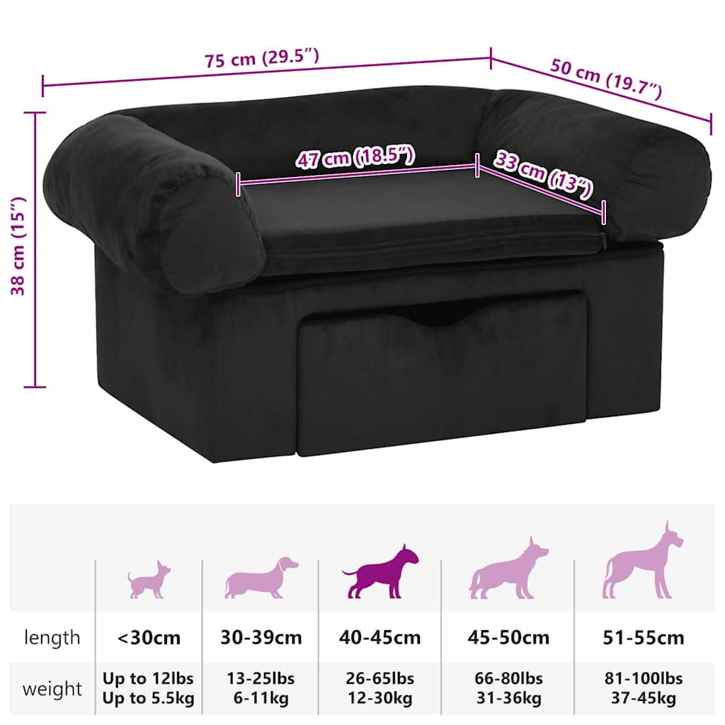 Divano Per Cani Con Cassetto 75X50X38 Cm In Peluche