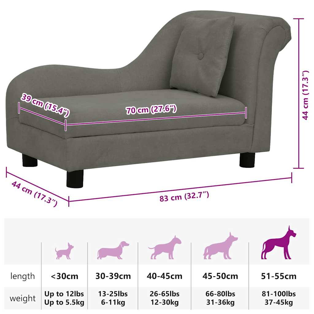 Divano Per Cani Con Cuscino 83X44X44 Cm In Peluche