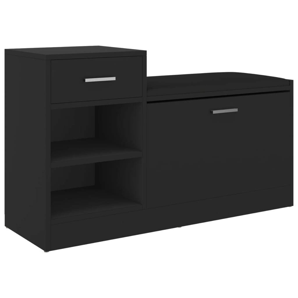 Panca Porta Scarpe Nera 94,5X31X57 Cm In Legno Multistrato