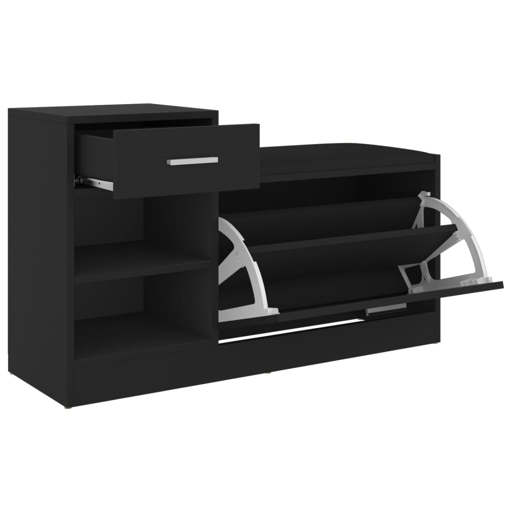Panca Porta Scarpe Nera 94,5X31X57 Cm In Legno Multistrato