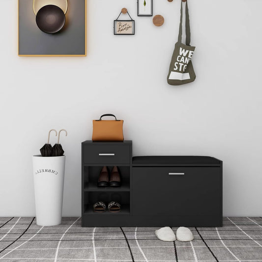 Panca Porta Scarpe Nera 94,5X31X57 Cm In Legno Multistrato