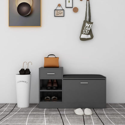 Panca Porta Scarpe Nera 94,5X31X57 Cm In Legno Multistrato