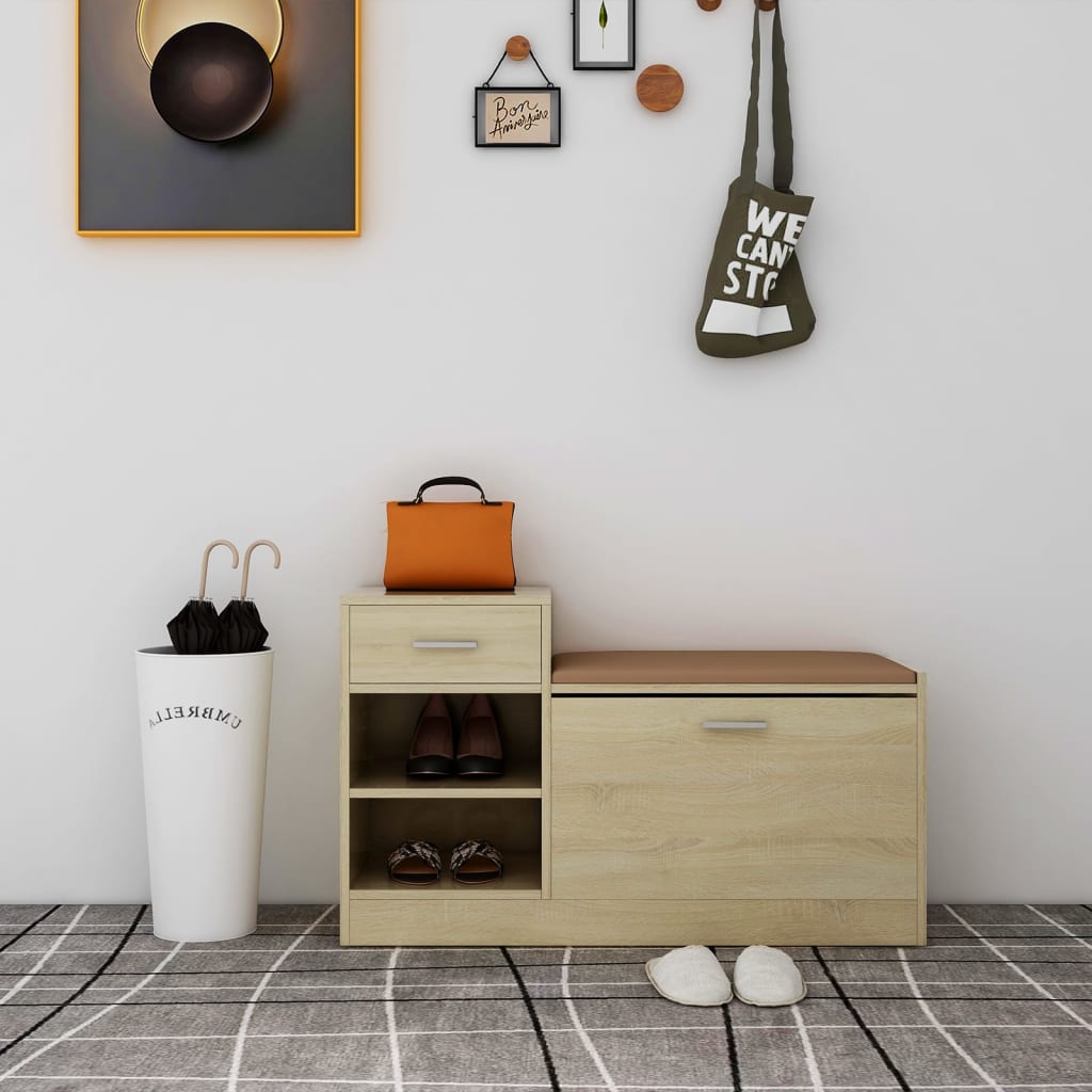 Panca Porta Scarpe Nera 94,5X31X57 Cm In Legno Multistrato