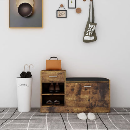 Panca Porta Scarpe Nera 94,5X31X57 Cm In Legno Multistrato