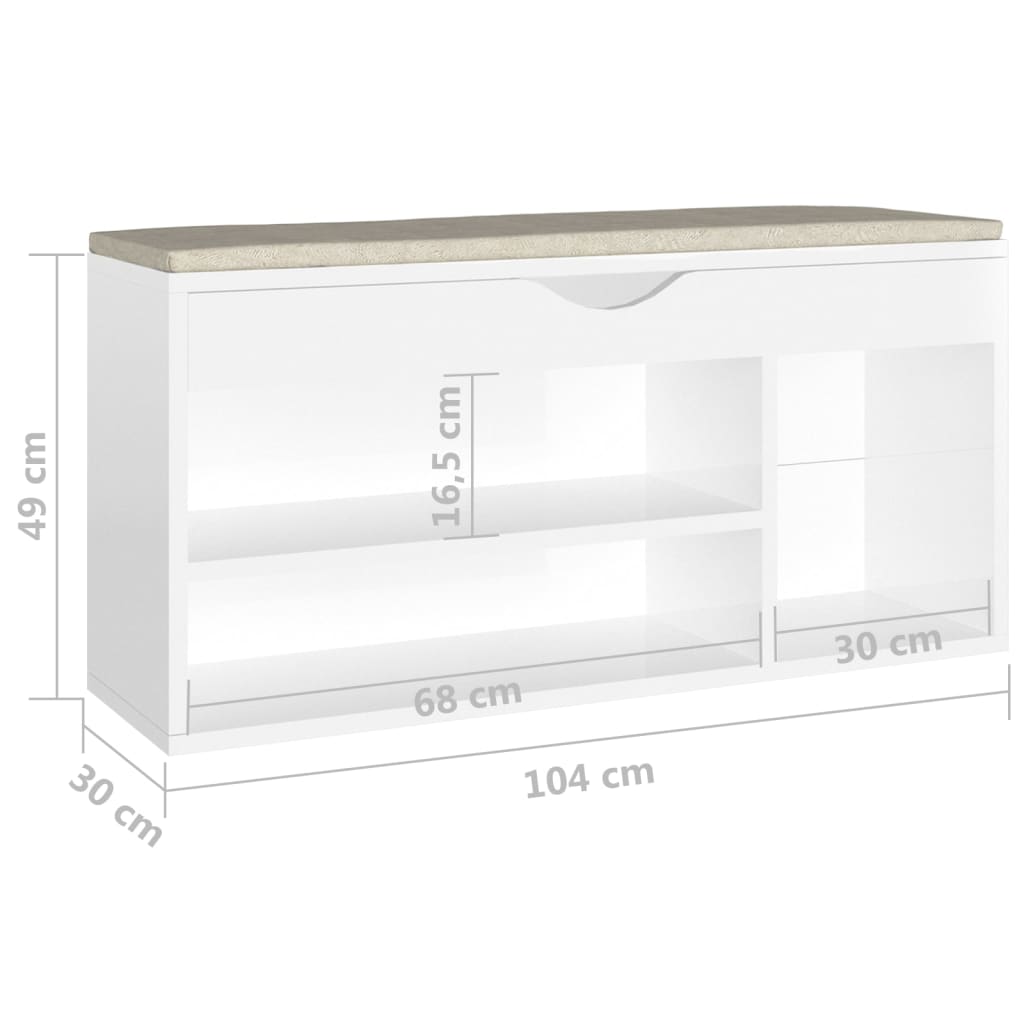 Panca Porta Scarpe Cuscino 104X30X49 Multistrato