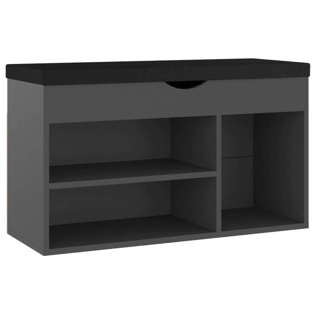 Panca Porta Scarpe Con Cuscino Grigia 80X30X47Cm Multistrato