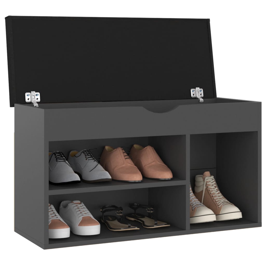 Panca Porta Scarpe Con Cuscino Grigia 80X30X47Cm Multistrato