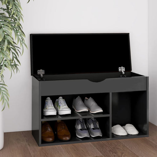 Panca Porta Scarpe Con Cuscino Grigia 80X30X47Cm Multistrato