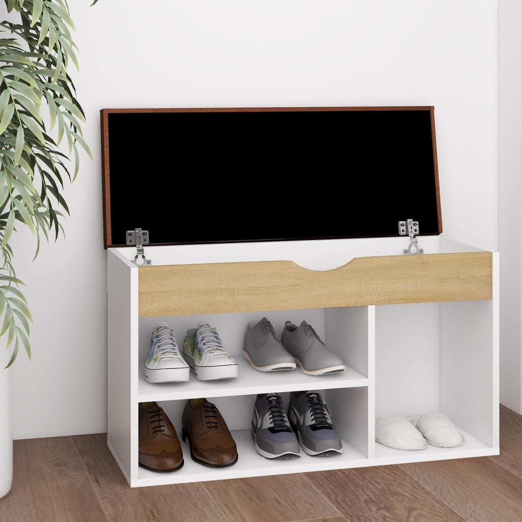 Panca Porta Scarpe Con Cuscino Grigia 80X30X47Cm Multistrato