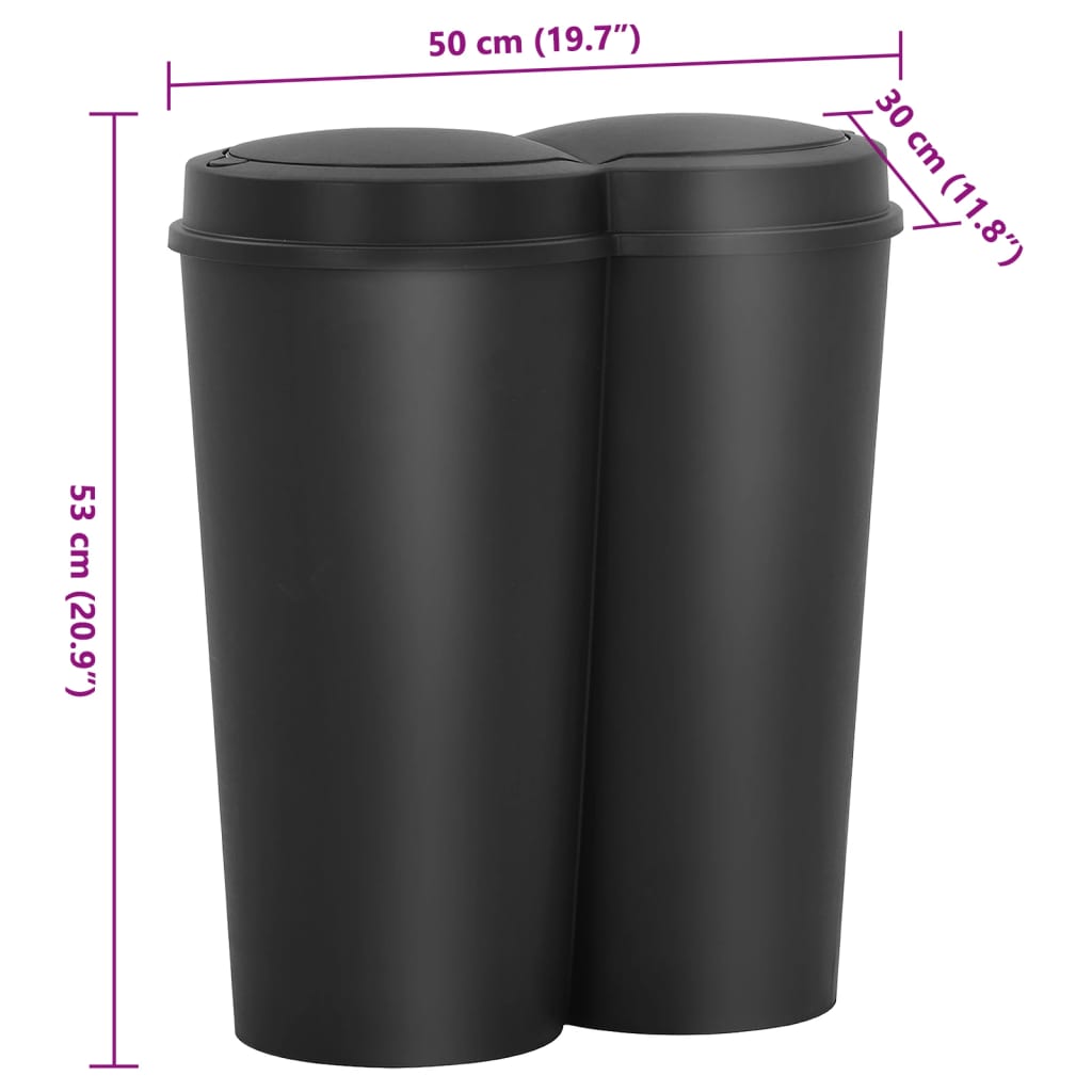 Pattumiera Doppia Nera 50L