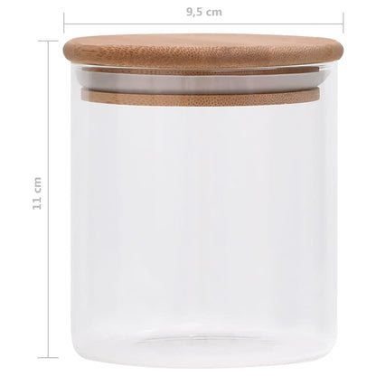 Barattoli Di Vetro Con Coperchio In Bambù 6 Pz