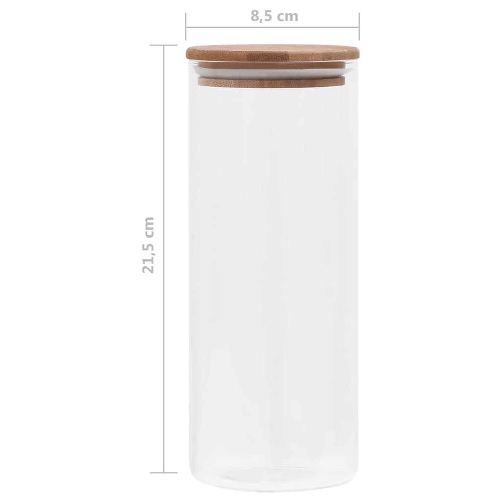 Barattoli Di Vetro Con Coperchio In Bambù 6 Pz