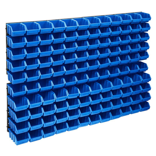 Kit Contenitori 128 Pz Con Pannelli A Parete Blu E Nero Bianco