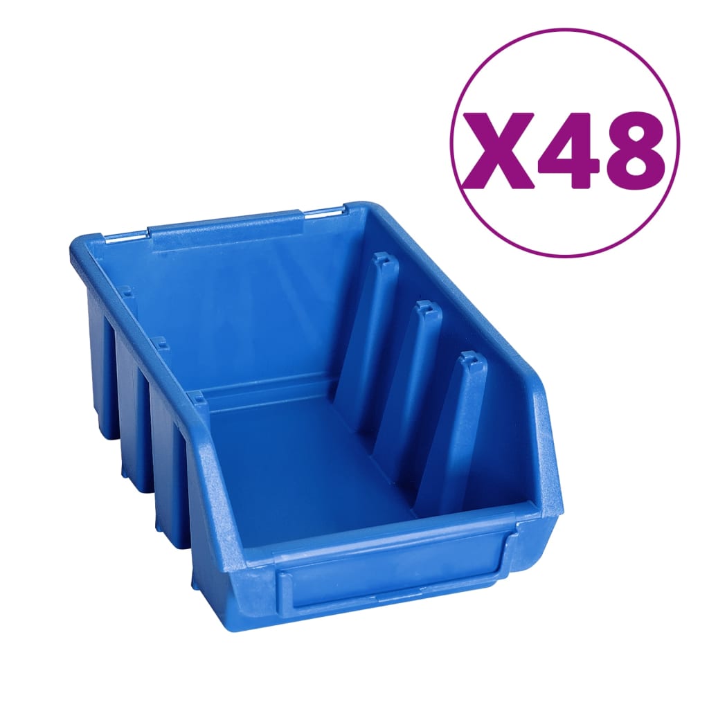 Kit Contenitori 128 Pz Con Pannelli A Parete Blu E Nero Bianco