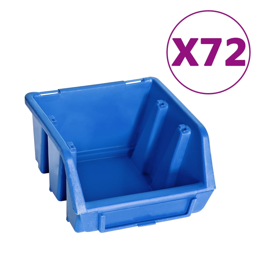 Kit Contenitori 128 Pz Con Pannelli A Parete Blu E Nero Bianco
