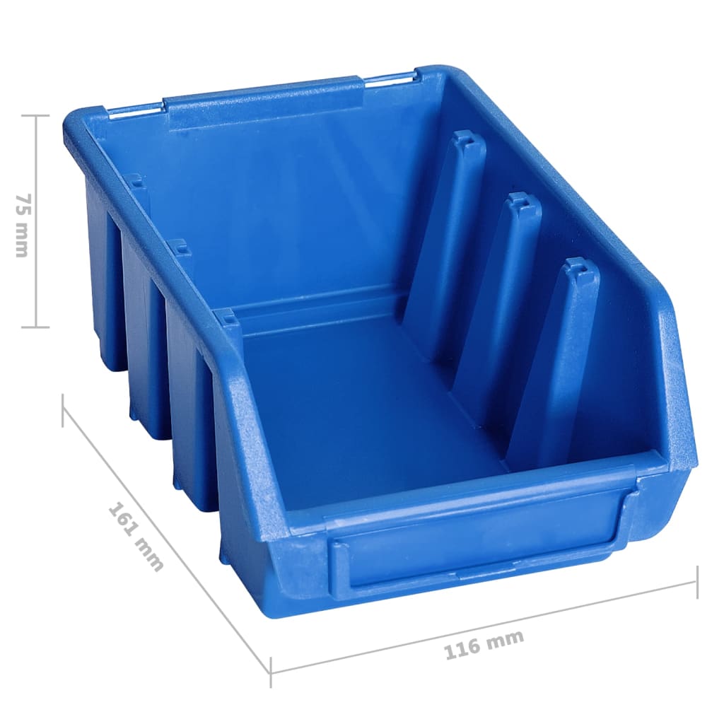 Kit Contenitori 128 Pz Con Pannelli A Parete Blu E Nero Bianco