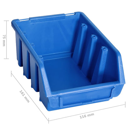Kit Contenitori 128 Pz Con Pannelli A Parete Blu E Nero Bianco