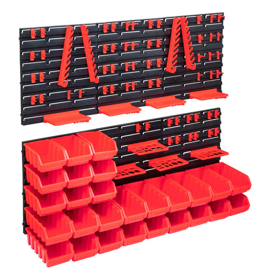 Kit Contenitori 103 Pz Con Pannelli A Parete Rosso E Nero