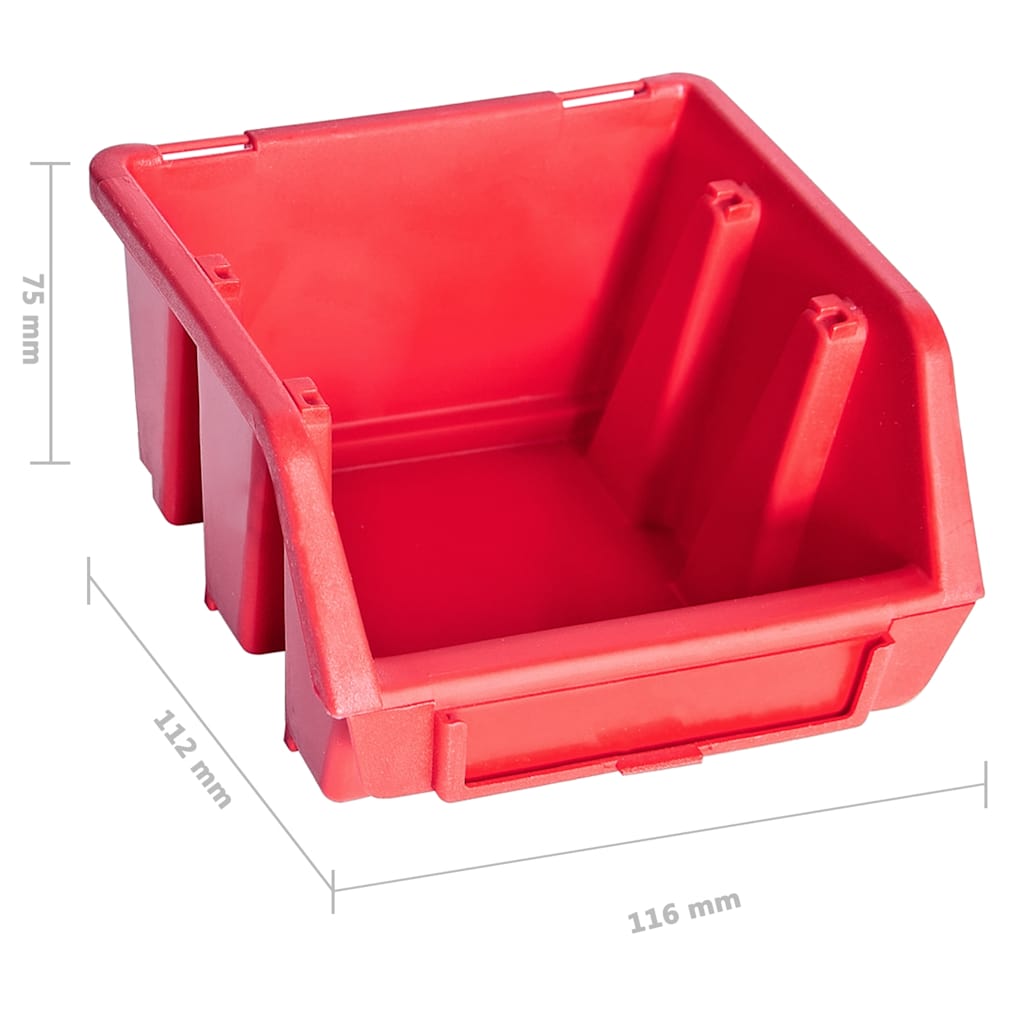Kit Contenitori 136 Pz Con Pannelli A Parete Rosso E Nero