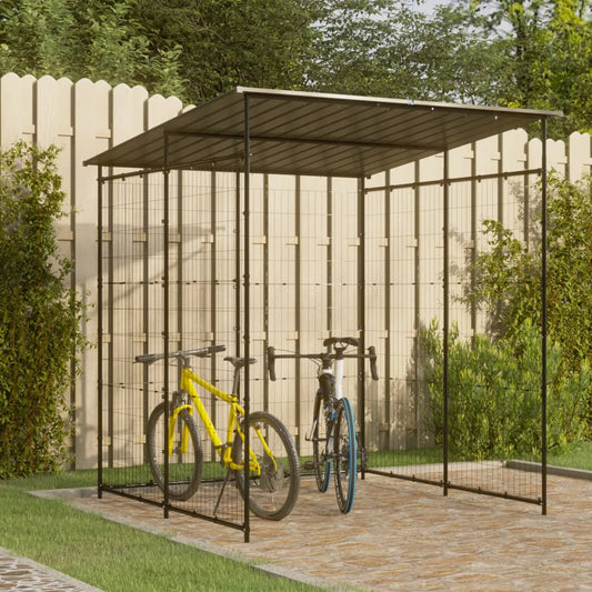 Tettoia Per Biciclette 190X190X222 Cm In Acciaio Nero