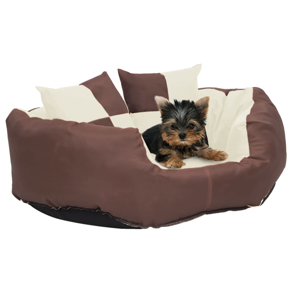 Cuscino Per Cani Reversibile Lavabile Marrone Crema