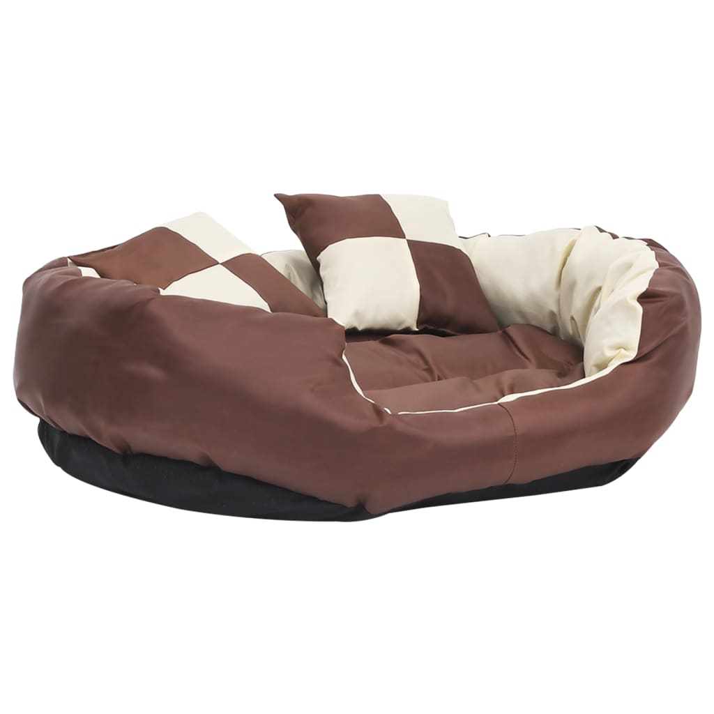 Cuscino Per Cani Reversibile Lavabile Marrone Crema