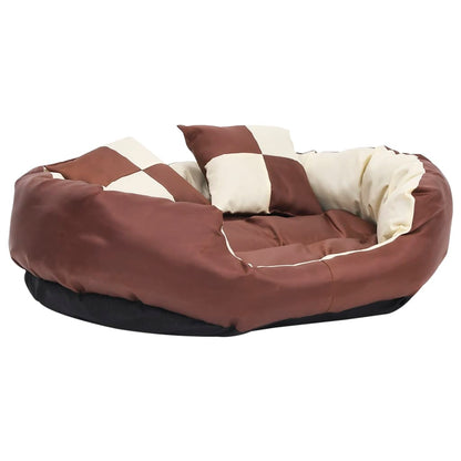 Cuscino Per Cani Reversibile Lavabile Marrone Crema