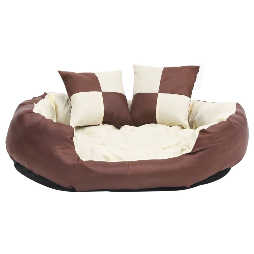 Cuscino Per Cani Reversibile Lavabile Marrone Crema