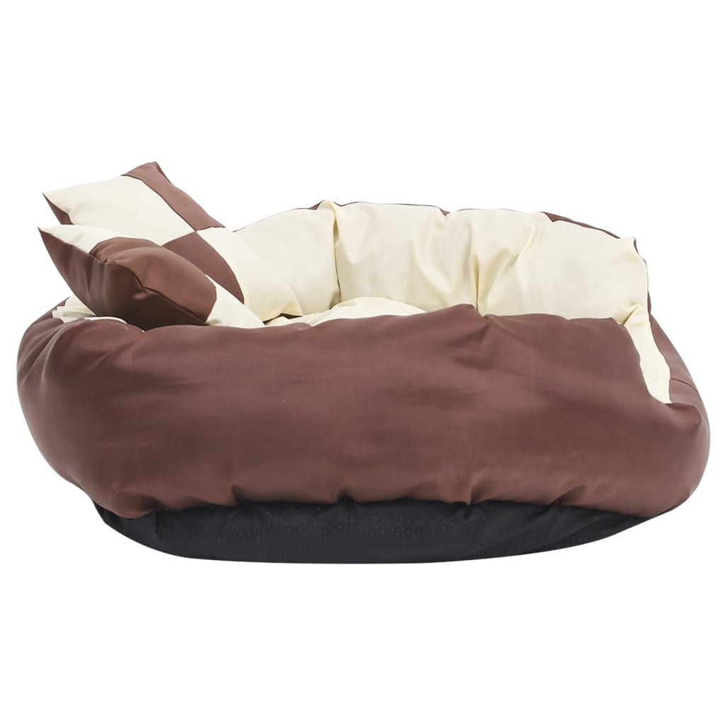 Cuscino Per Cani Reversibile Lavabile Marrone Crema