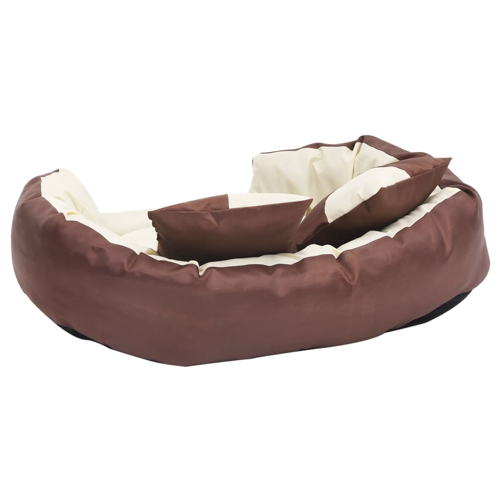 Cuscino Per Cani Reversibile Lavabile Marrone Crema