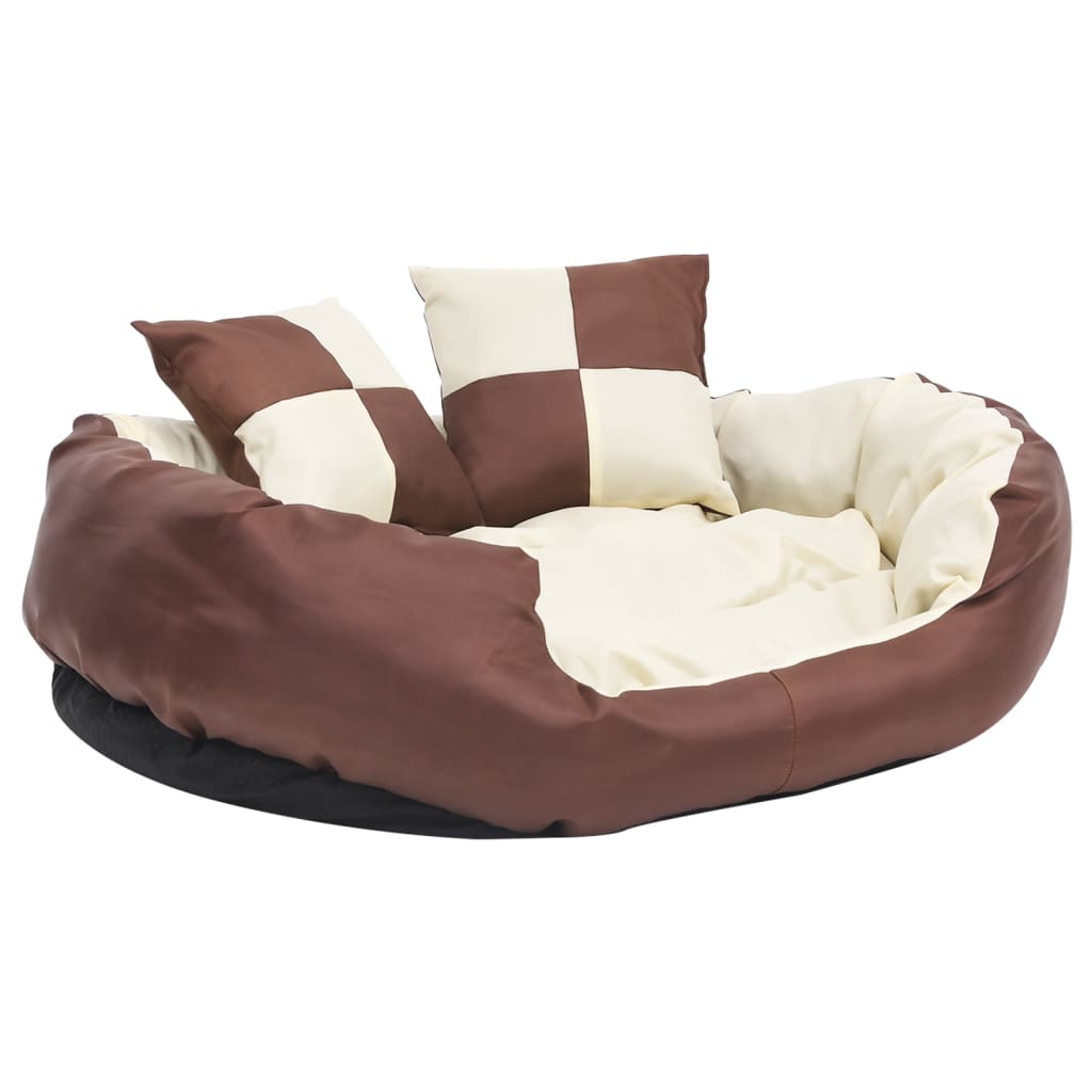 Cuscino Per Cani Reversibile Lavabile Marrone Crema