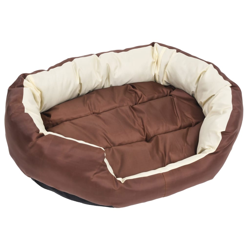 Cuscino Per Cani Reversibile Lavabile Marrone Crema