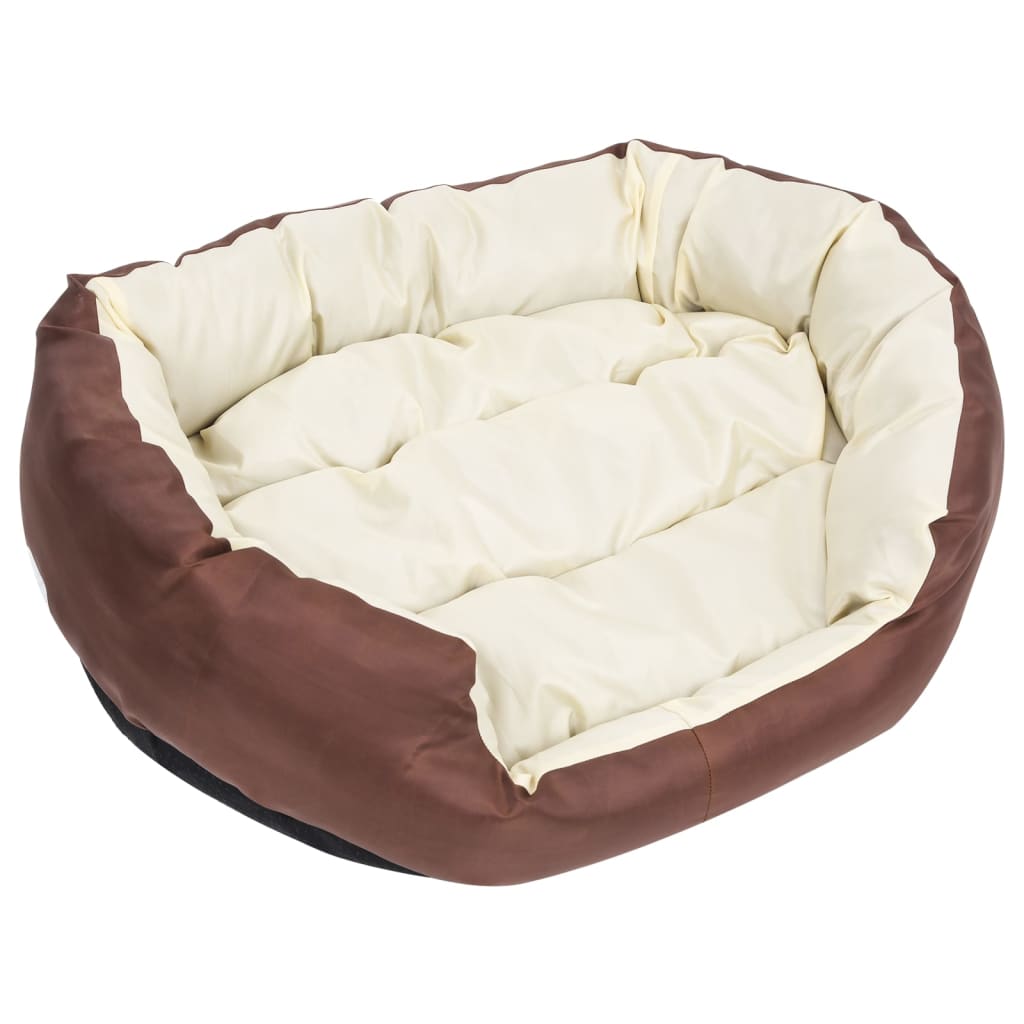 Cuscino Per Cani Reversibile Lavabile Marrone Crema