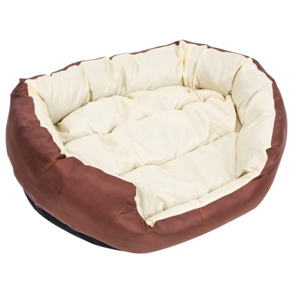 Cuscino Per Cani Reversibile Lavabile Marrone Crema