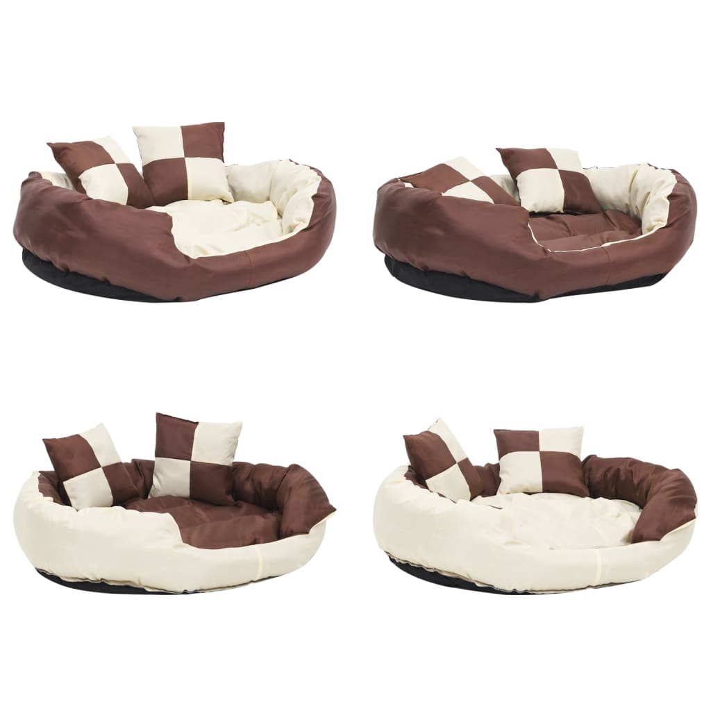 Cuscino Per Cani Reversibile Lavabile Marrone Crema
