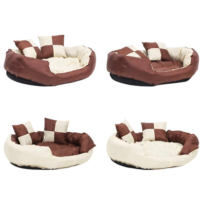 Cuscino Per Cani Reversibile Lavabile Marrone Crema