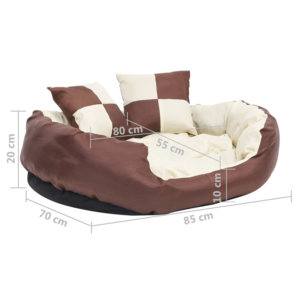 Cuscino Per Cani Reversibile Lavabile Marrone Crema