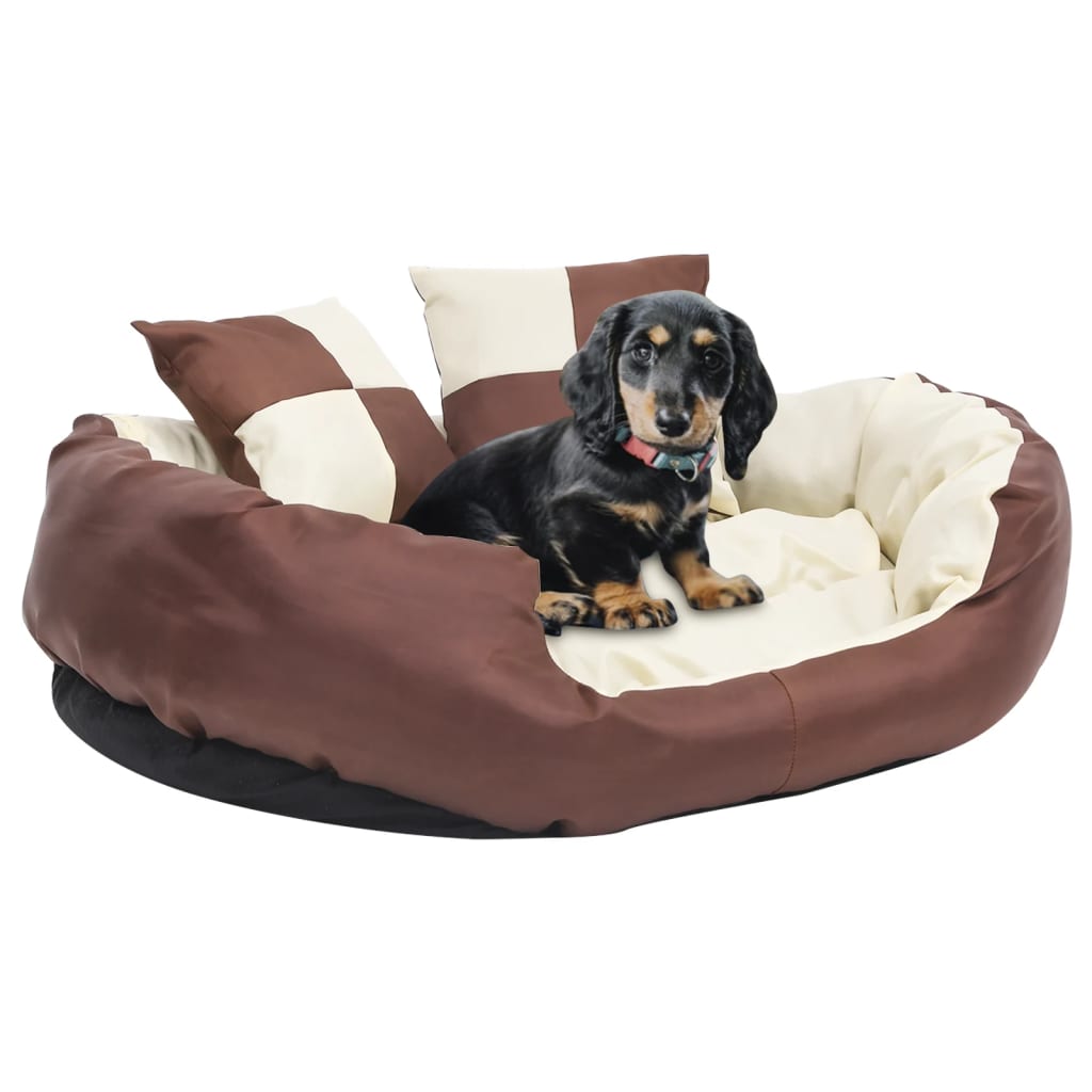 Cuscino Per Cani Reversibile Lavabile Marrone Crema