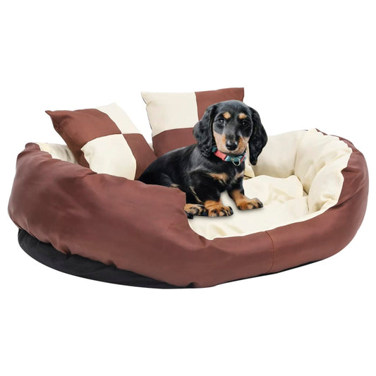 Cuscino Per Cani Reversibile Lavabile Marrone Crema