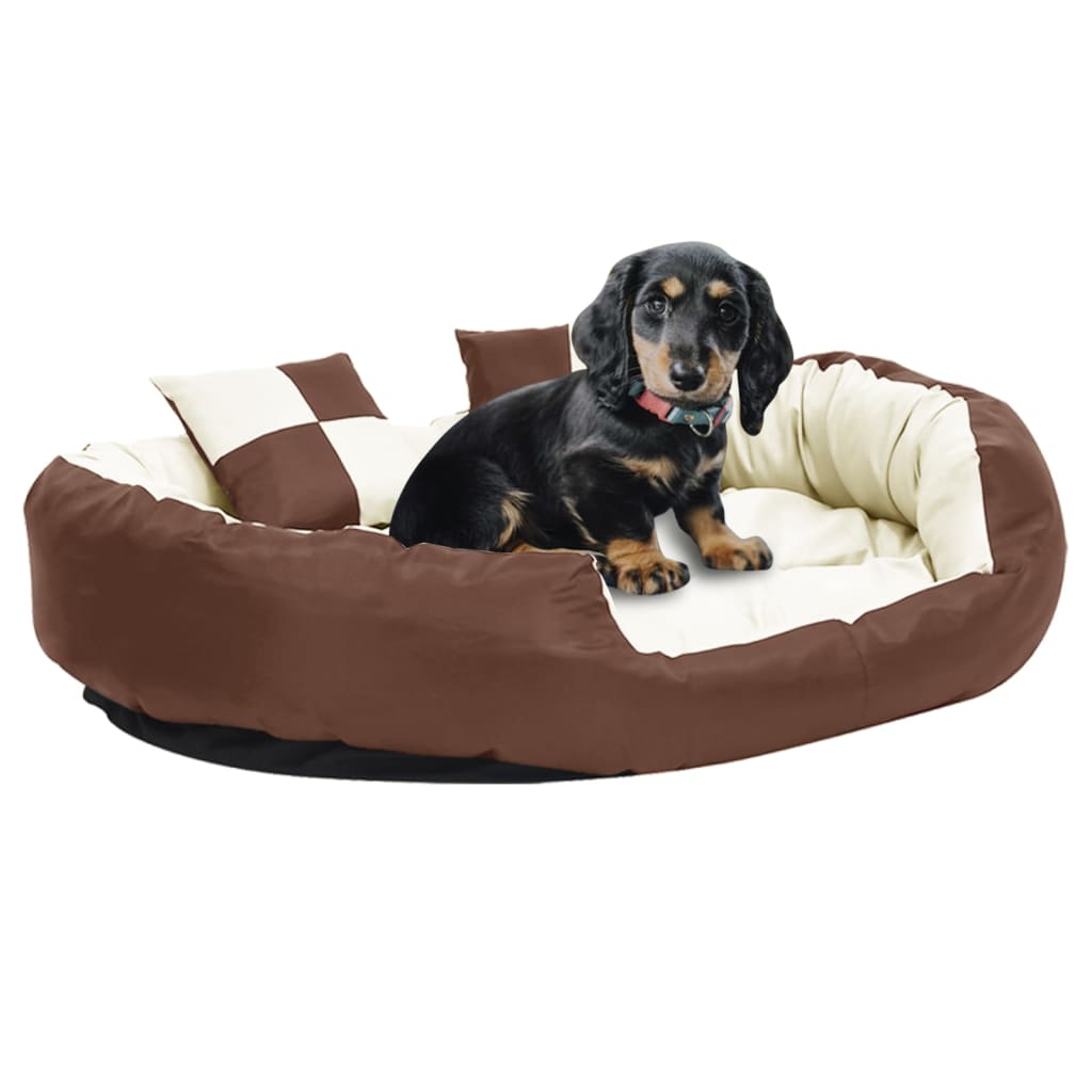 Cuscino Per Cani Reversibile Lavabile Marrone Crema