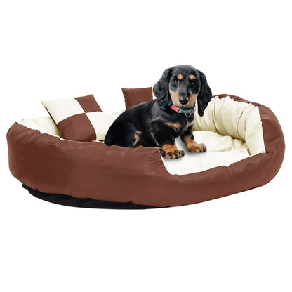 Cuscino Per Cani Reversibile Lavabile Marrone Crema