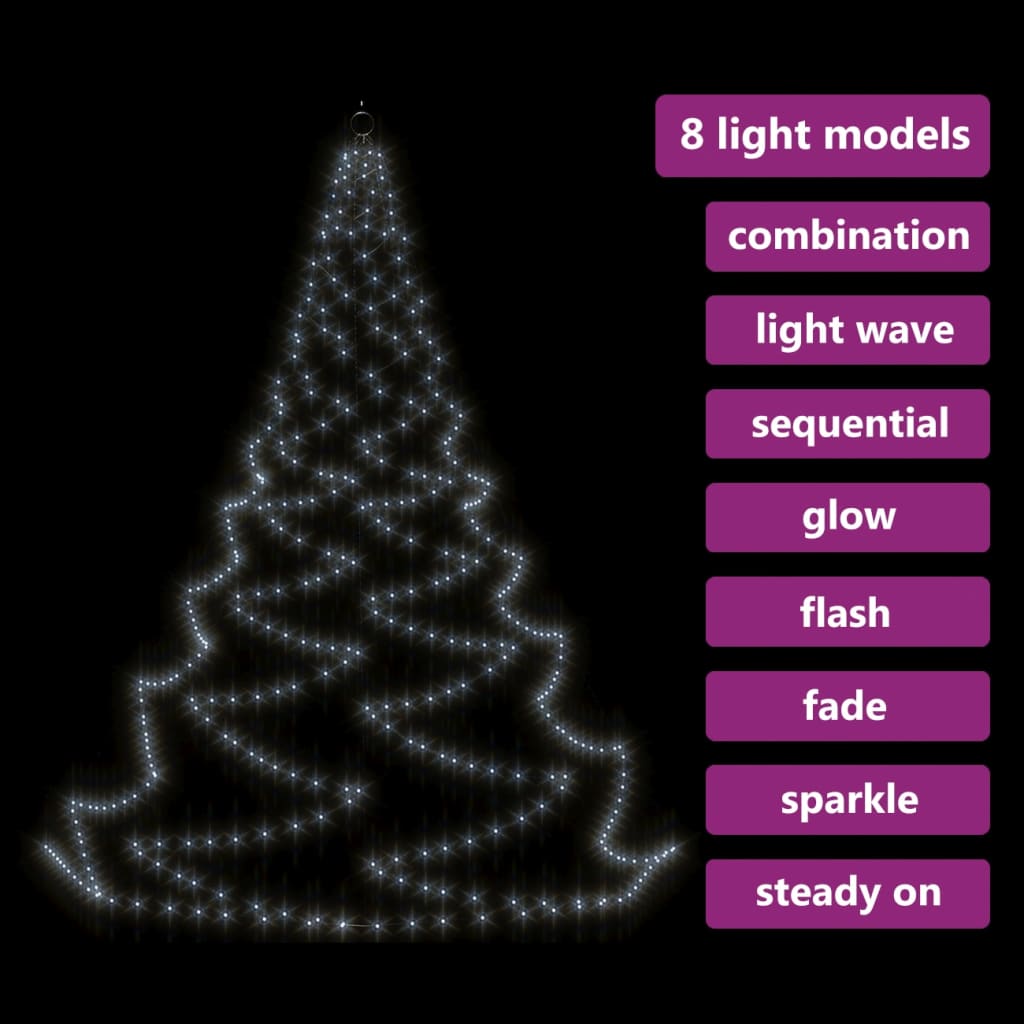 Albero Da Parete Con Gancio Metallico 260 Led 3 M